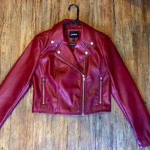 Express Cropped Red Leather Jacket sz. US W Medium